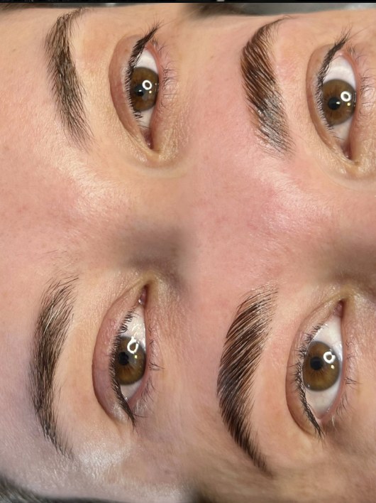 Antes e depois de design de sobrancelhas