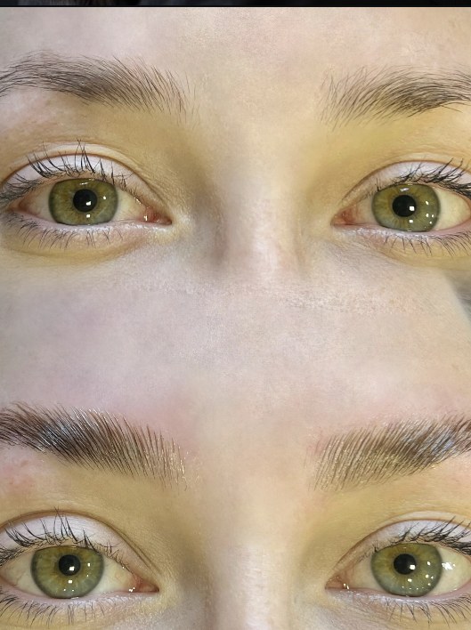 Brow lamination em olhos verdes
